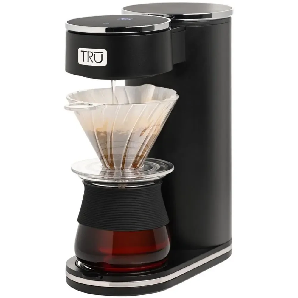 NEW TRU Black Automatic Pour Over Coffee Maker Digital Touch Screen Machine